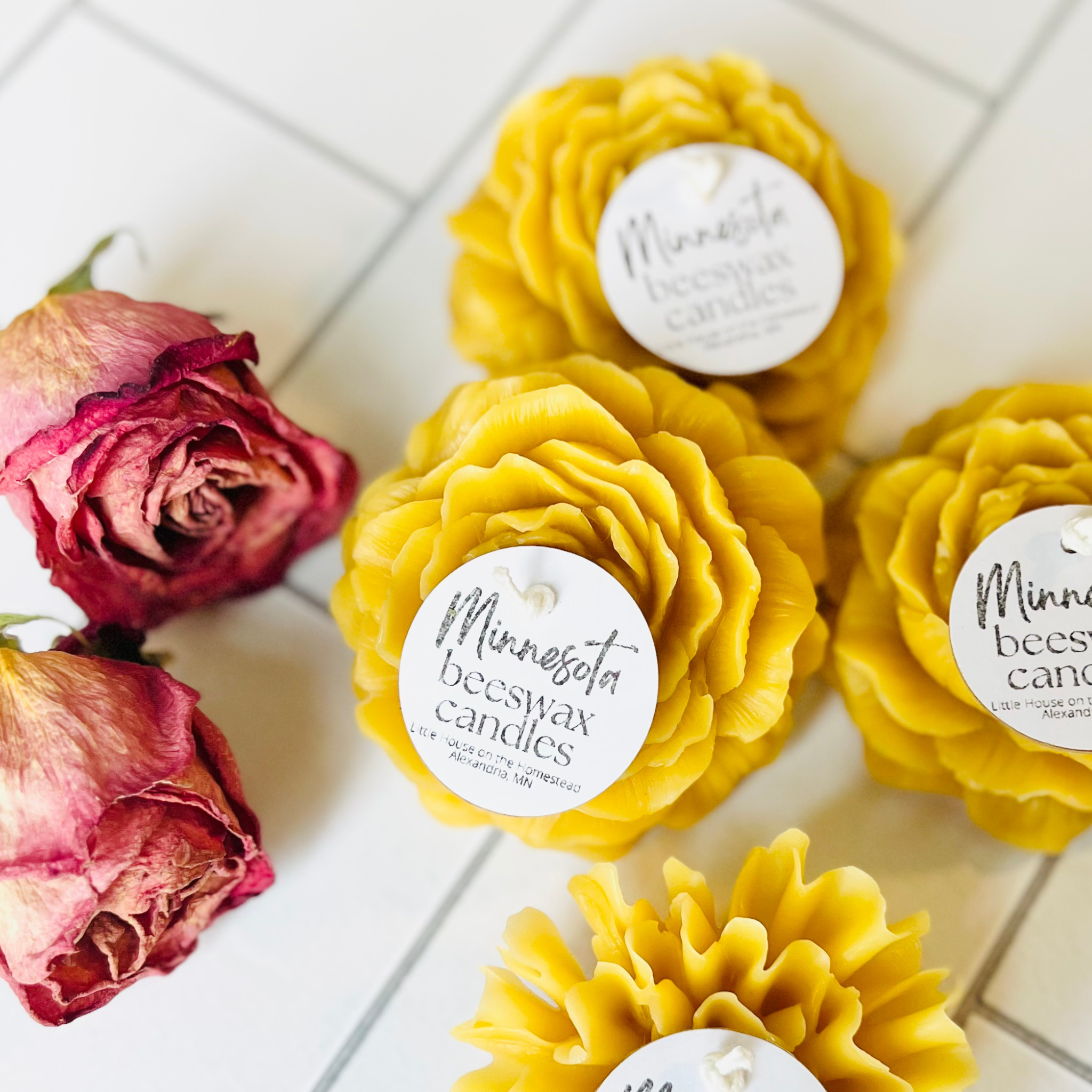 Minnesota Beeswax Peony Candle