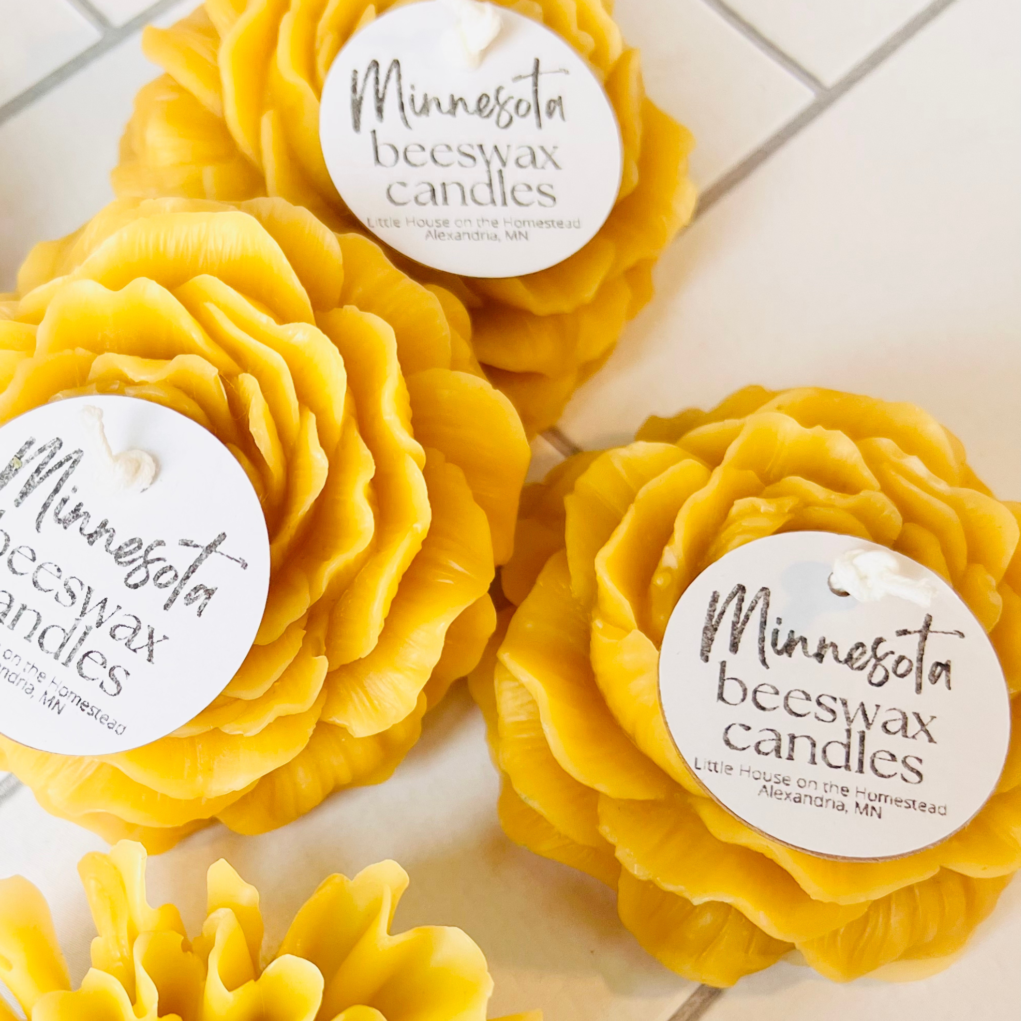 Minnesota Beeswax Peony Candle