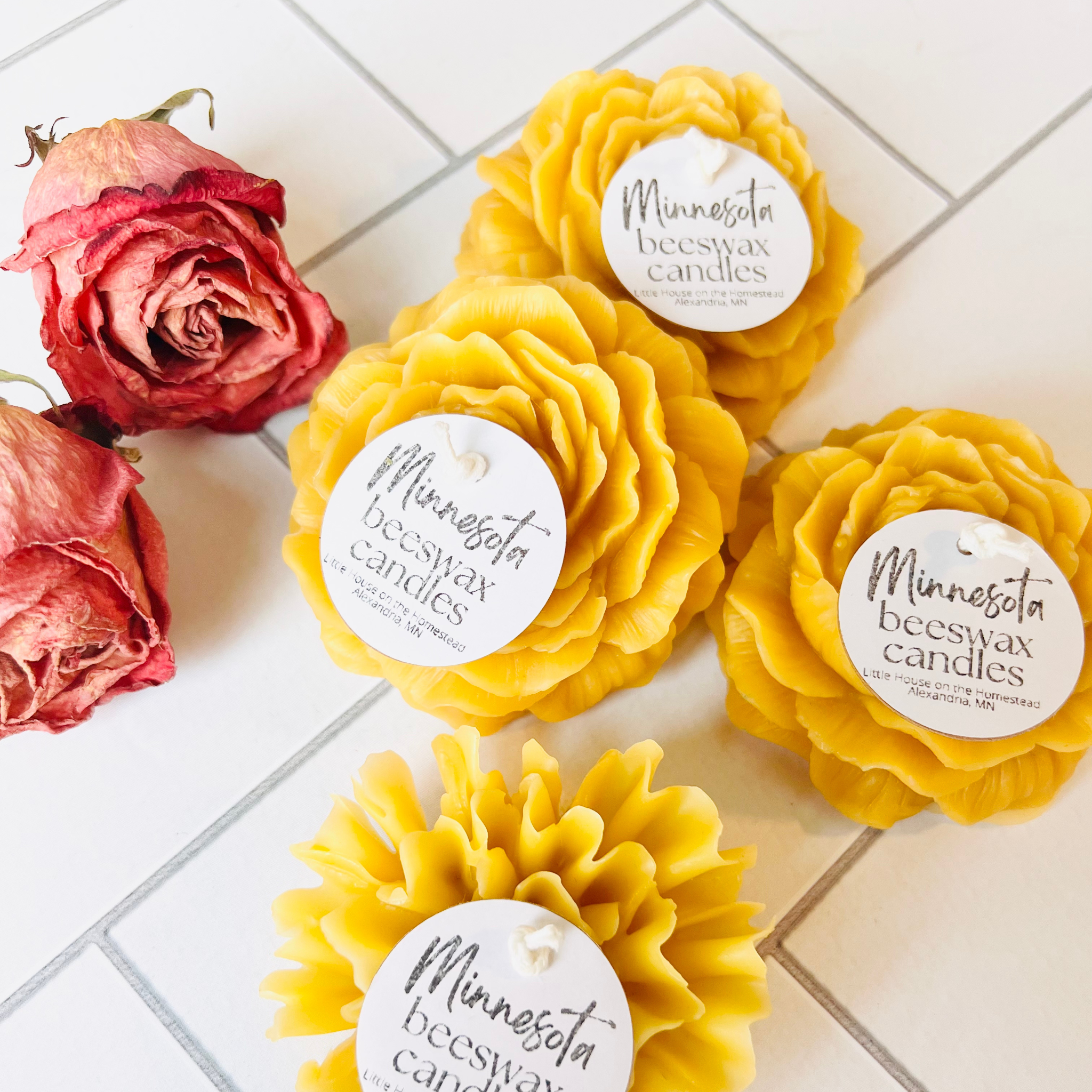 Minnesota Beeswax Peony Candle