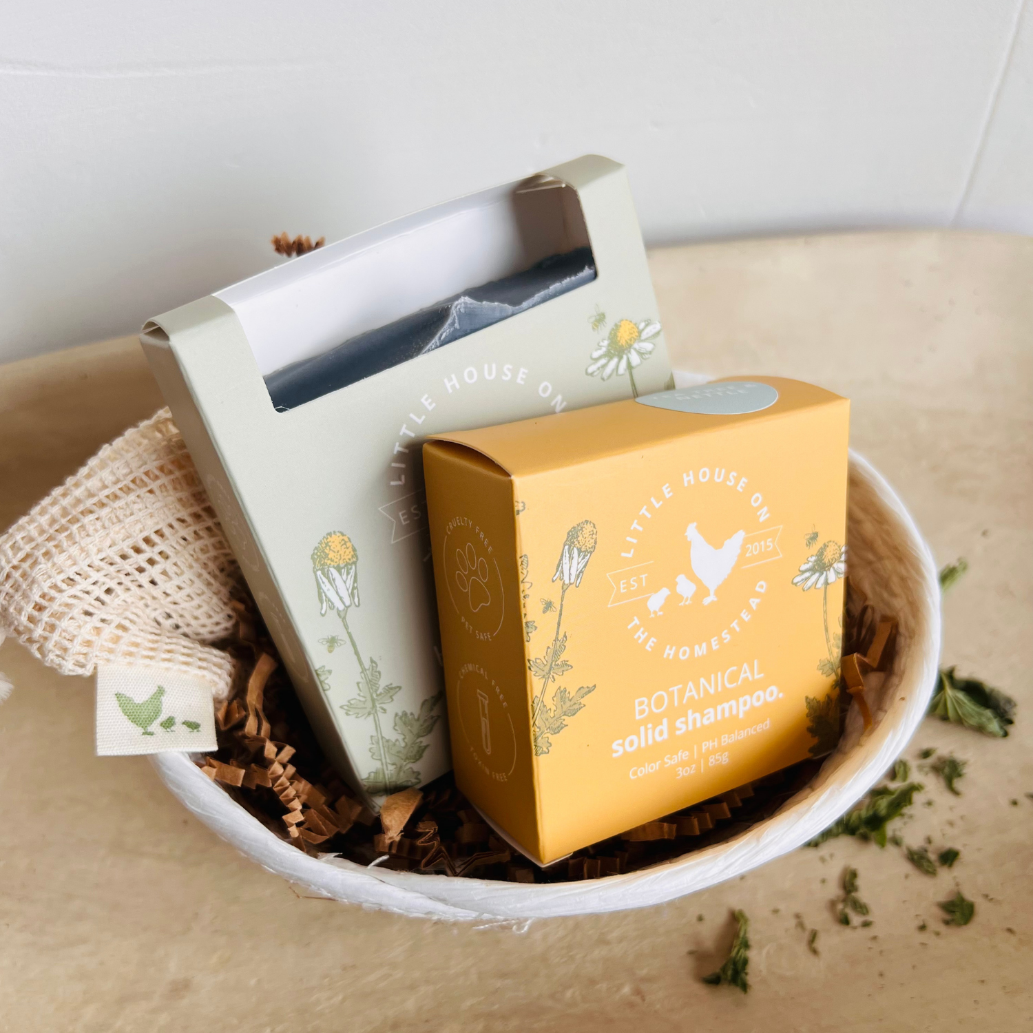 Spearmint & Tea Tree Soap & Shampoo Gift Set – Mini Basket